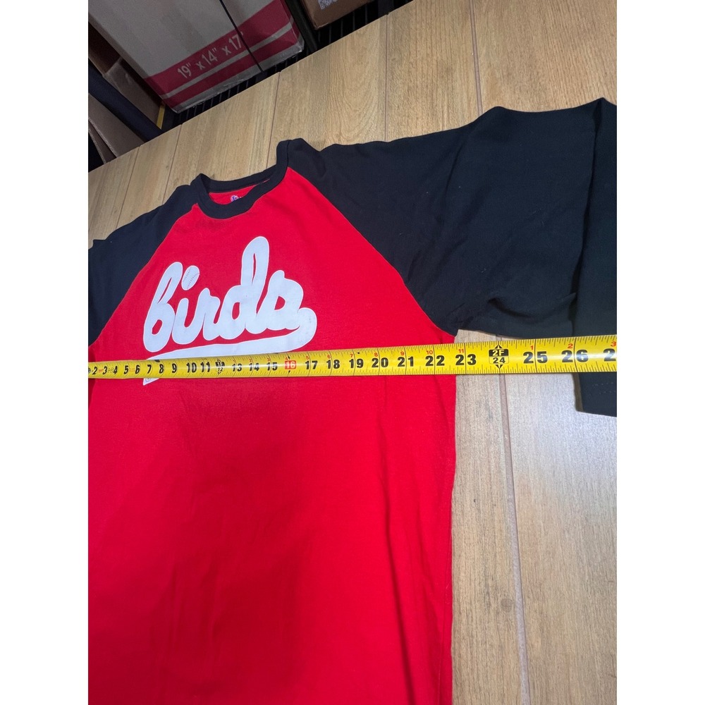 Birds Champion T Shirt Mens XL Raglan 3/4 Sleeve Baseball Graphic‎ Tee Red Black - Picture 4 of 8